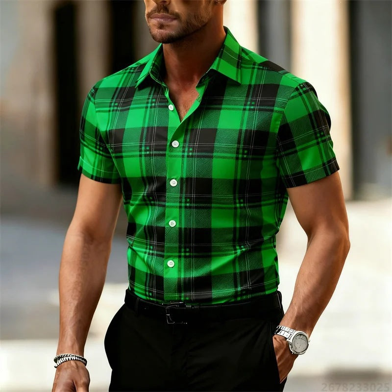 Men's 3D Plaid Print Stretch Shirt | 9 Patterns