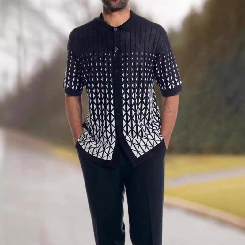 Men's 3D Print Beach-Style Polo Set | Spring & Summer
