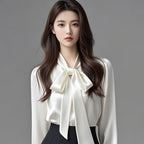 Women's Satin Bow Blouse | 7 Colors