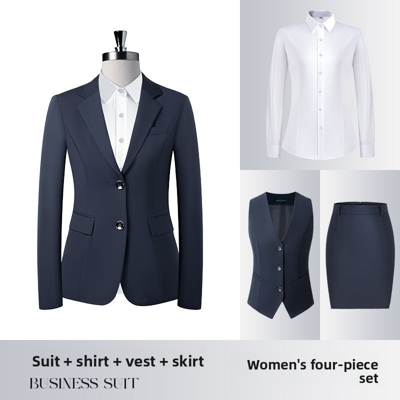 Men's Slim Fit Serge Two-Button Suit Female Tibetan green suit+western skirt+shirt+vest 3XL