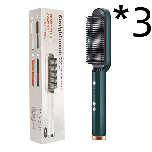 2-in-1 Hair Straightener & Curling Brush - Negative Ion Hot Comb