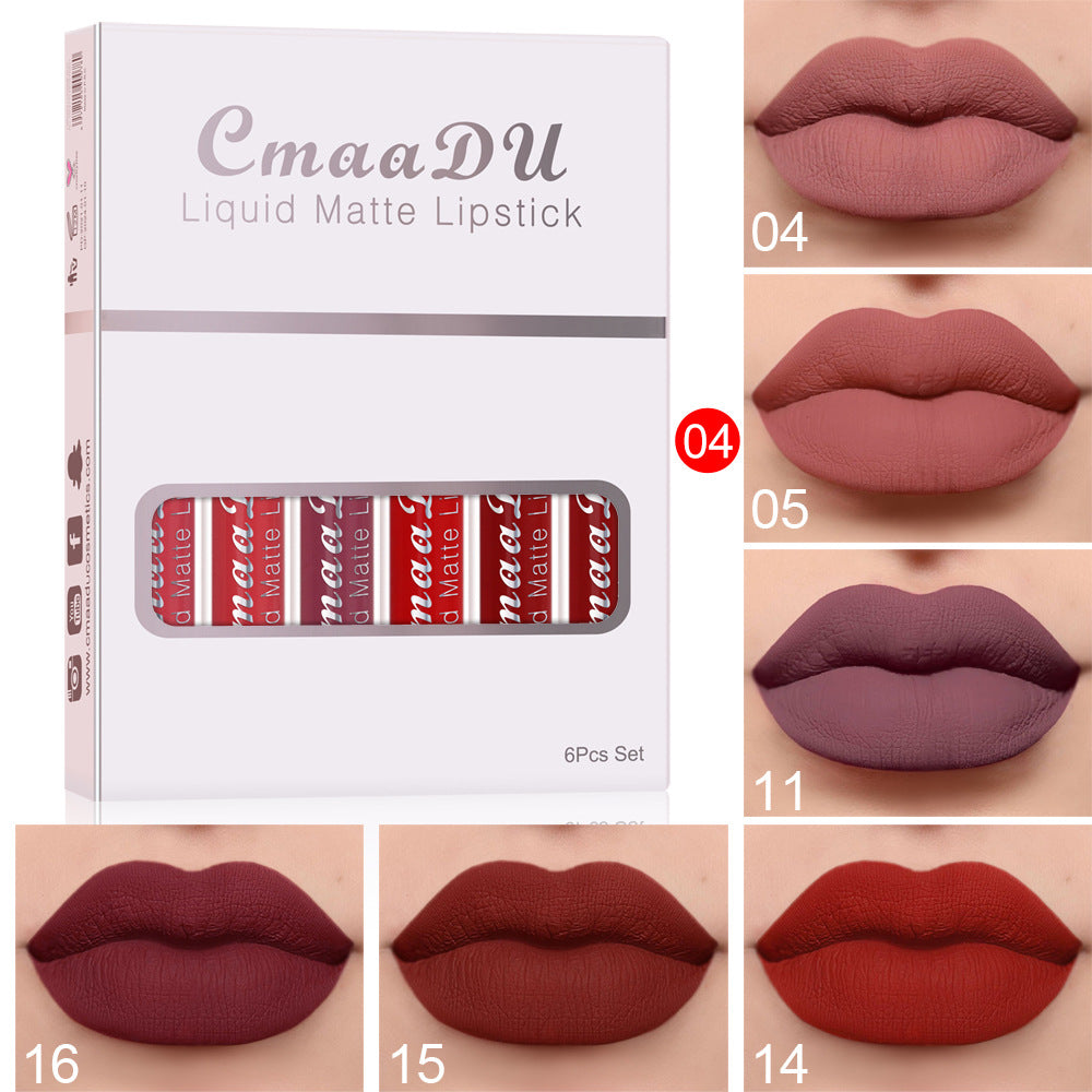 6-Piece Matte Lipstick Set - Long-Lasting Waterproof Lip Gloss Collection