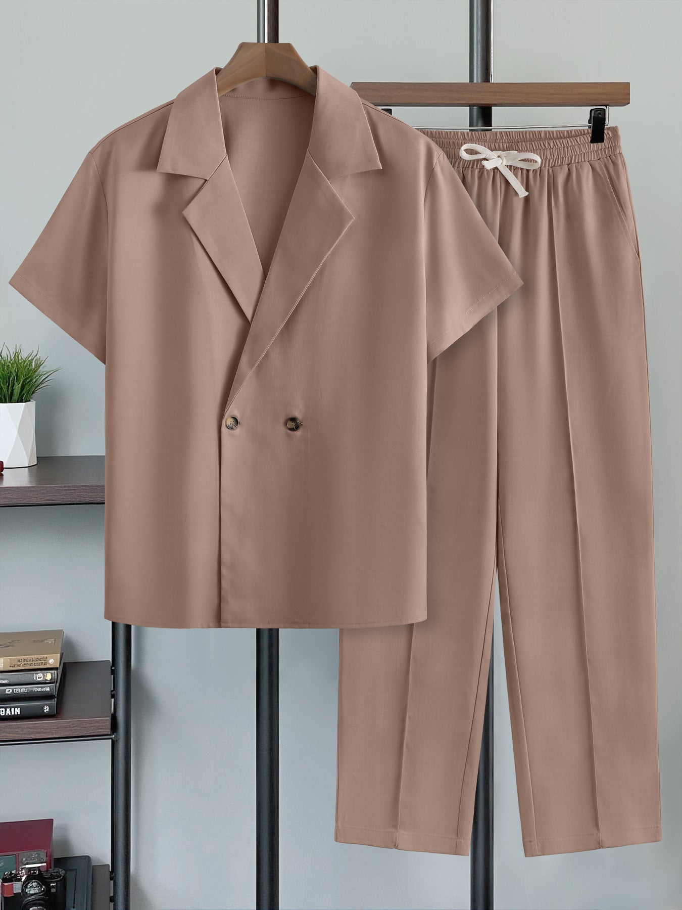 Men's Casual Blazer & Trousers Set | Two-Piece Suit Dark khaki S