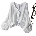 Women's Loose Satin Shirt | V-Neck