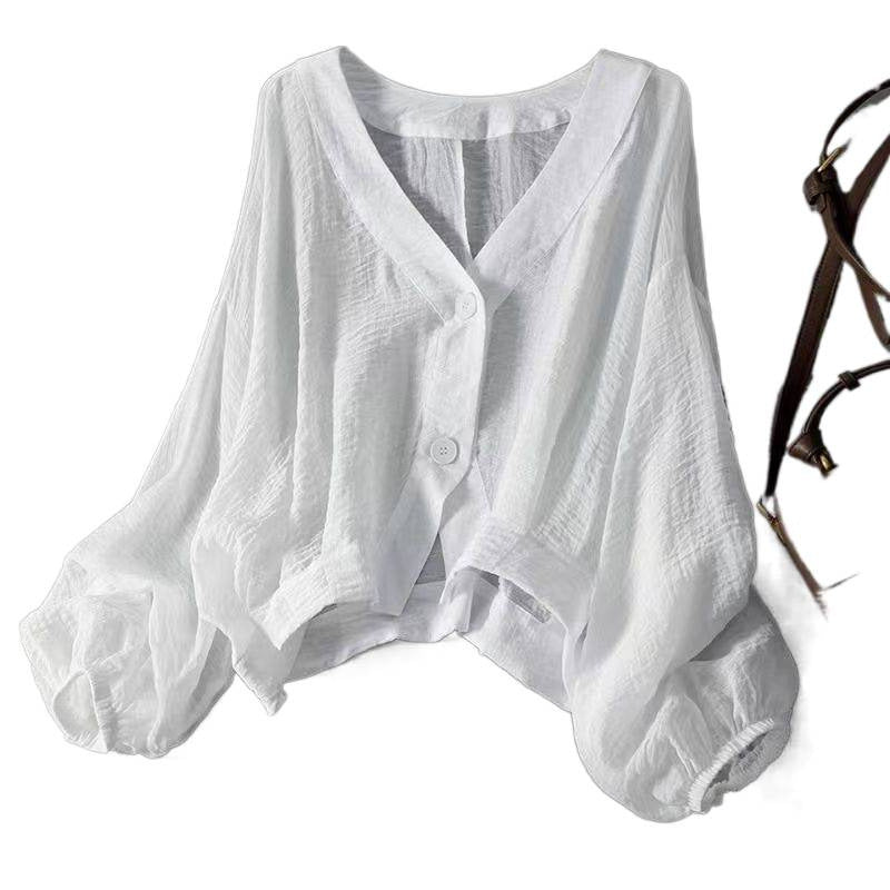 Women's Loose Satin Shirt | V-Neck