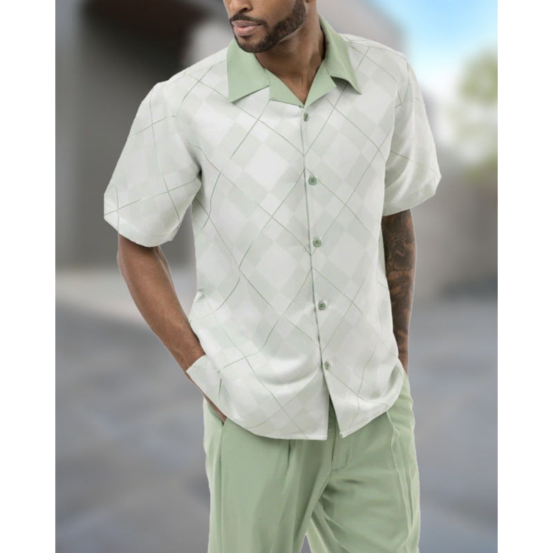 Men's 3D Print Beach-Style Polo Set | Spring & Summer