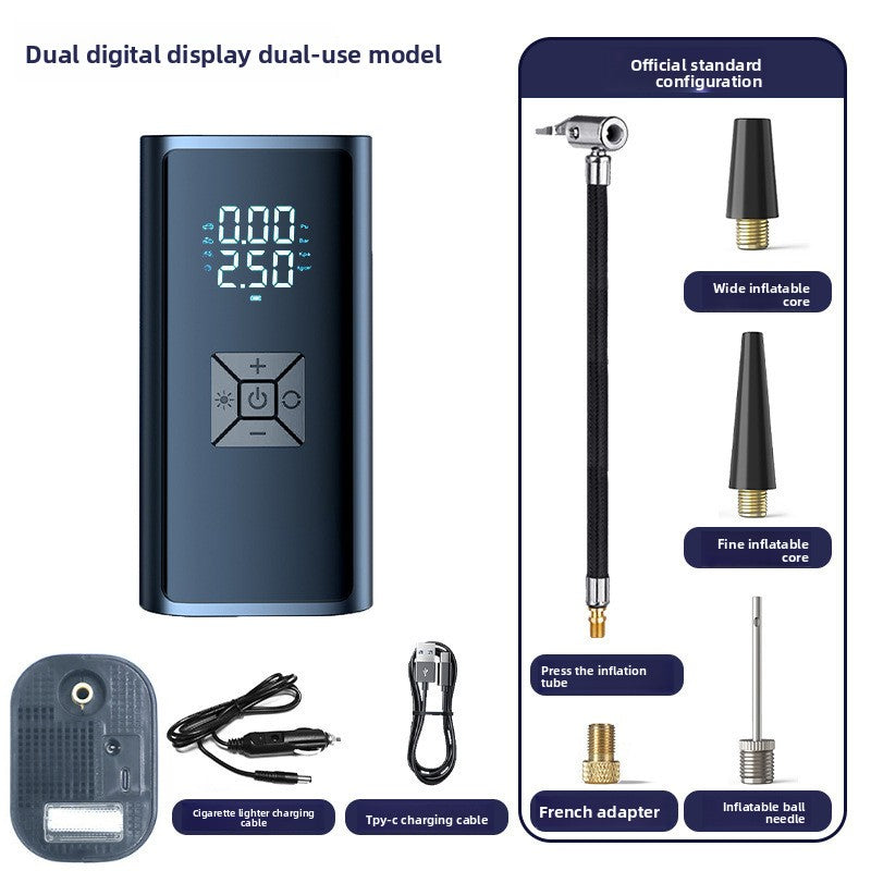 Portable Digital Car Tire Inflator with Power Bank Function