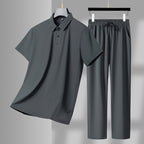 Men's Ice Silk Polo & Trousers Set – Stretch Comfort