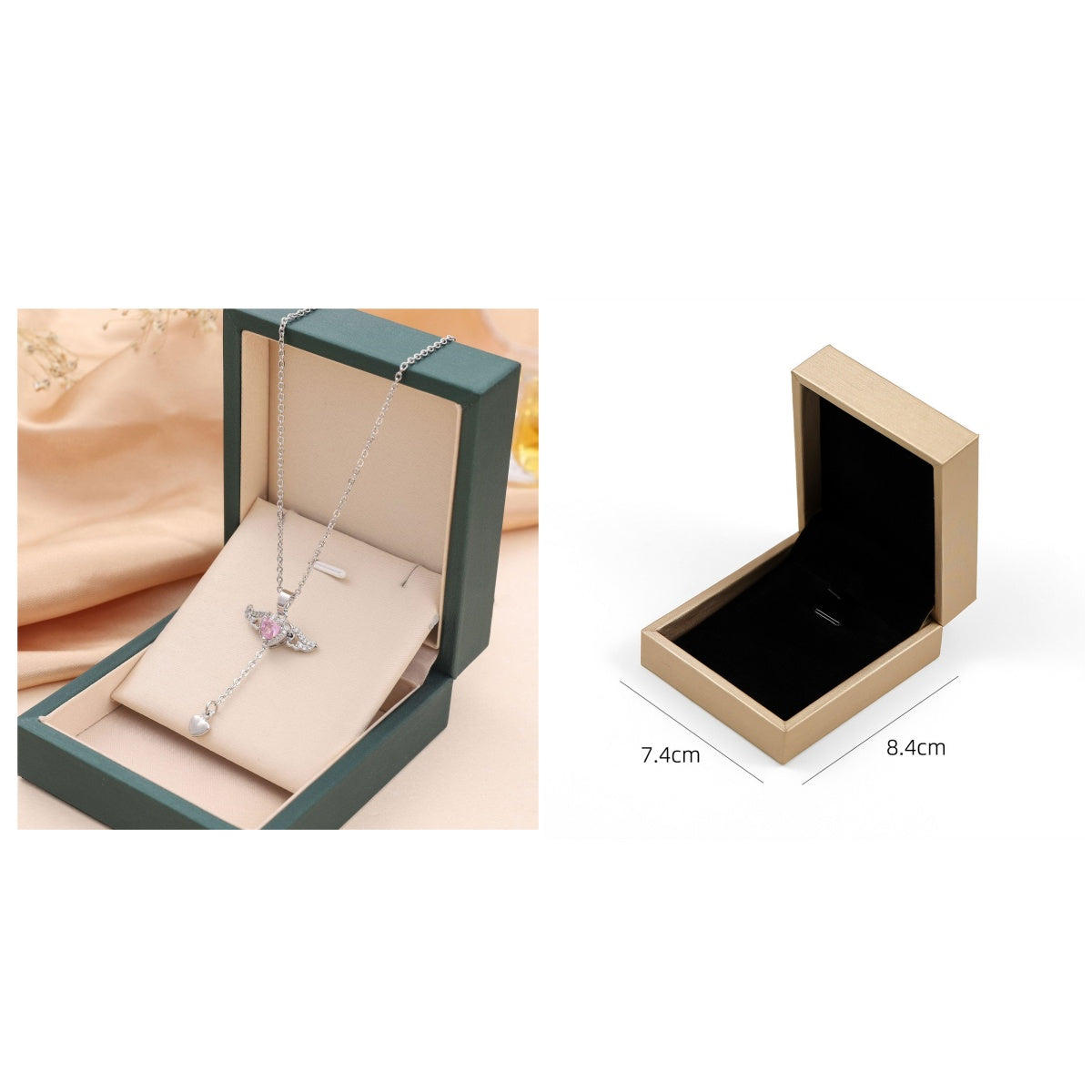 Moving Cupid Angel Wings Necklace - Crystal Heart Tassel