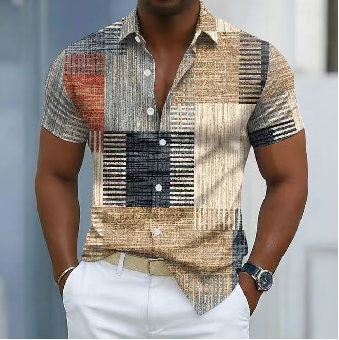 Men's Vintage Color Block Stretch Shirt | 5 Colors
