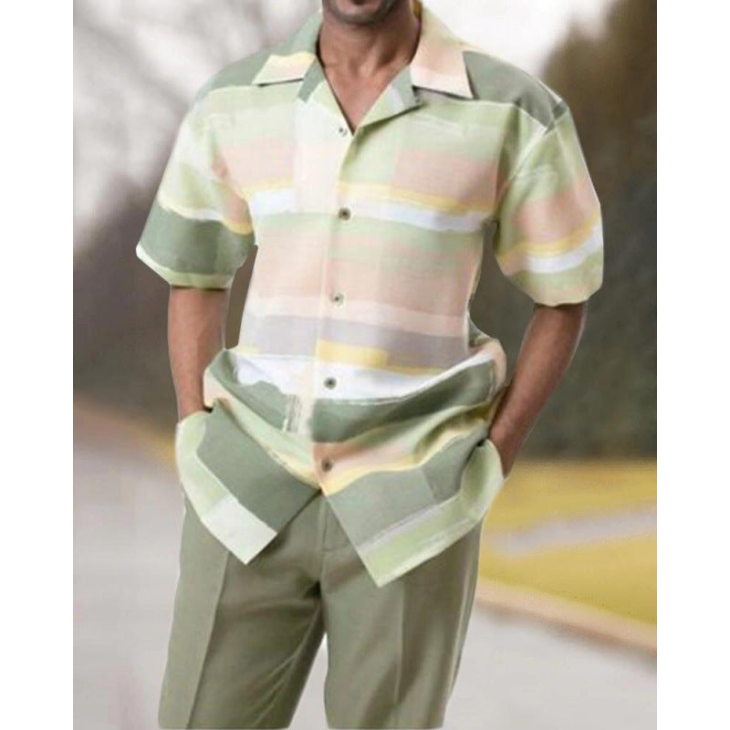 Men's 3D Print Beach-Style Polo Set | Spring & Summer