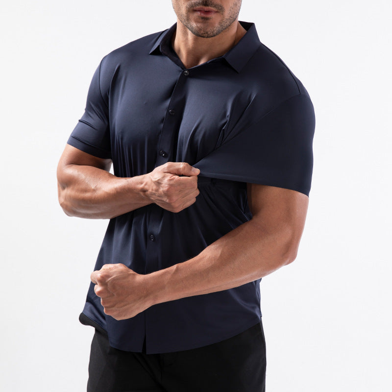 Men's Seamless No-Iron Ice Silk Shirt | UV-Resistant