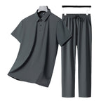 Men's Ice Silk Polo & Trousers Set – Stretch Comfort