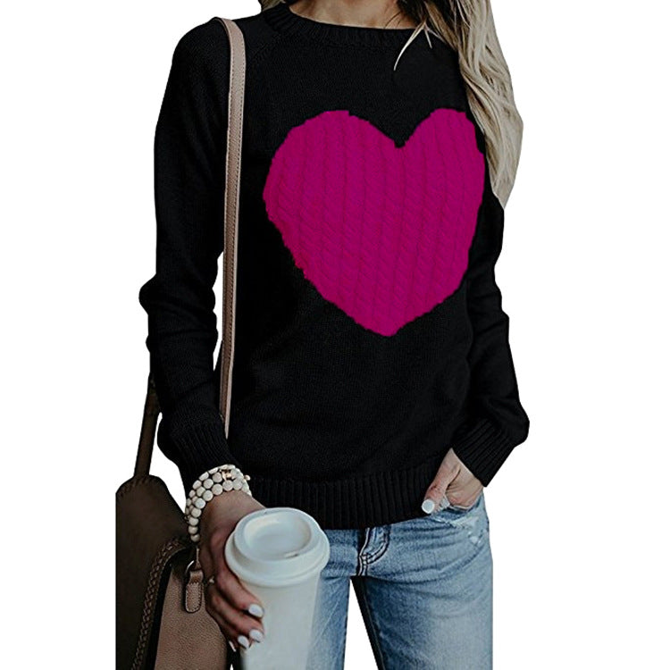 Women's Love Print Pullover Sweater