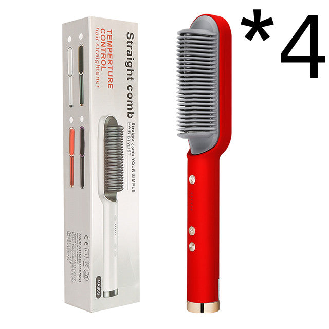 2-in-1 Hair Straightener & Curling Brush - Negative Ion Hot Comb