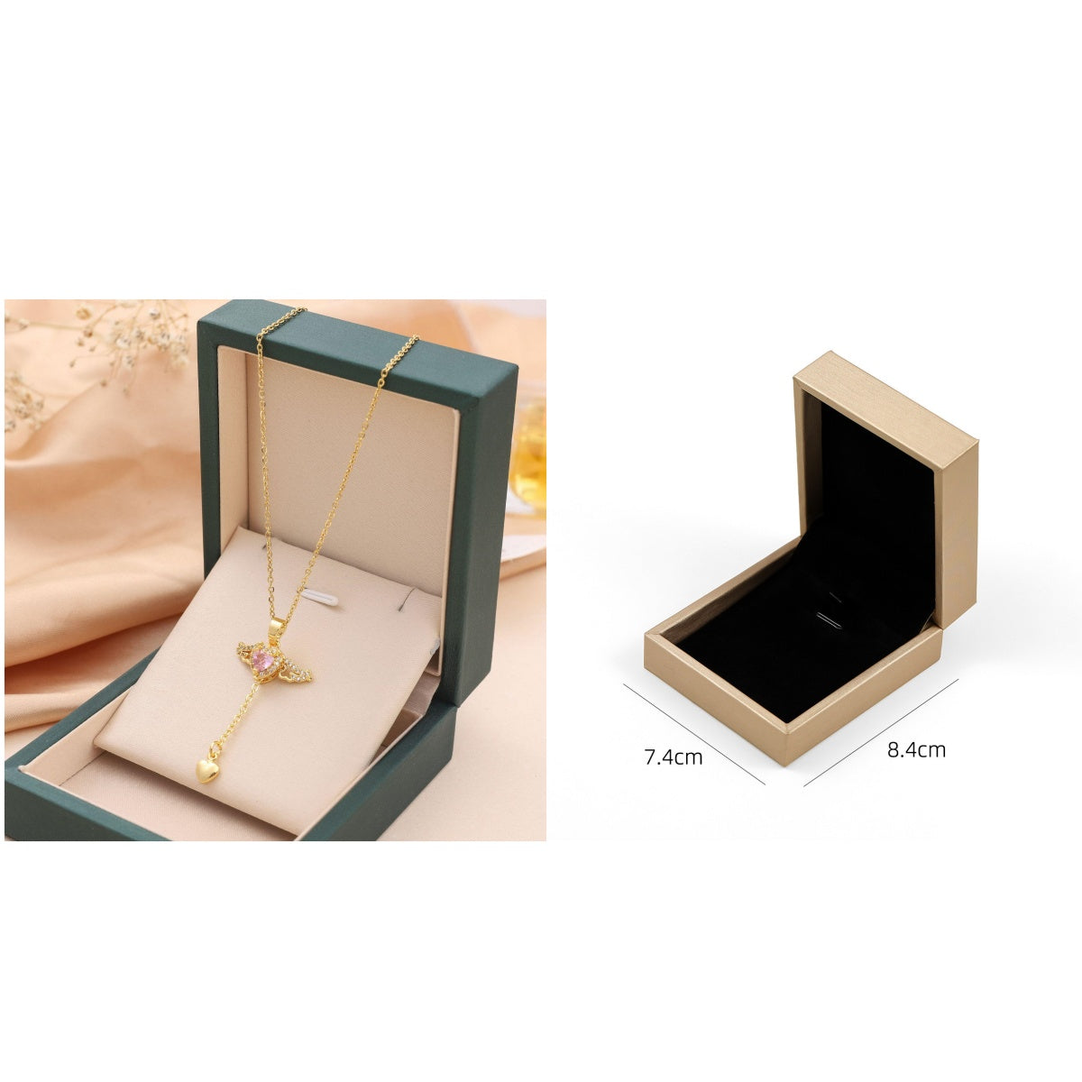 Moving Cupid Angel Wings Necklace - Crystal Heart Tassel