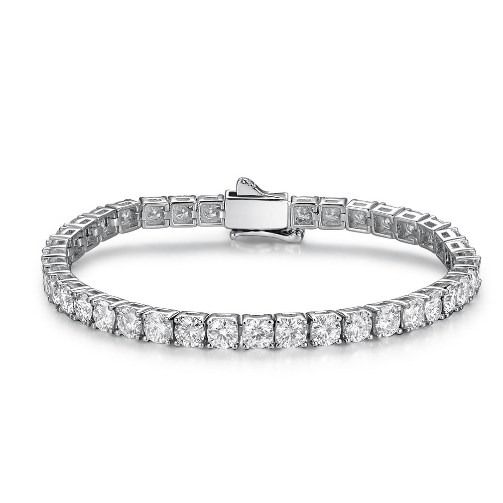 Geometric Moissanite Tennis Bracelet | Brass & White Copper