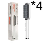 2-in-1 Hair Straightener & Curling Brush - Negative Ion Hot Comb