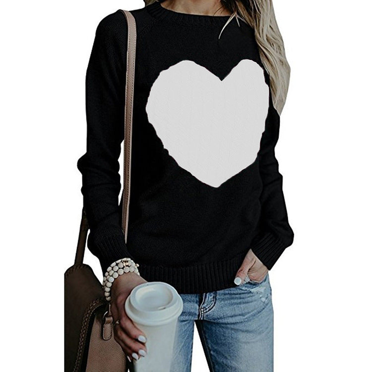Women's Love Print Pullover Sweater