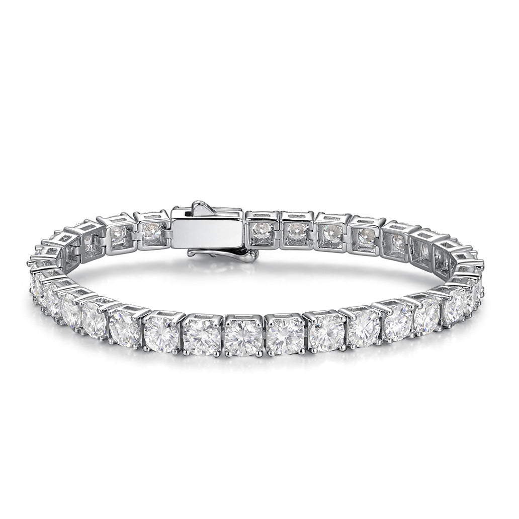 Geometric Moissanite Tennis Bracelet | Brass & White Copper
