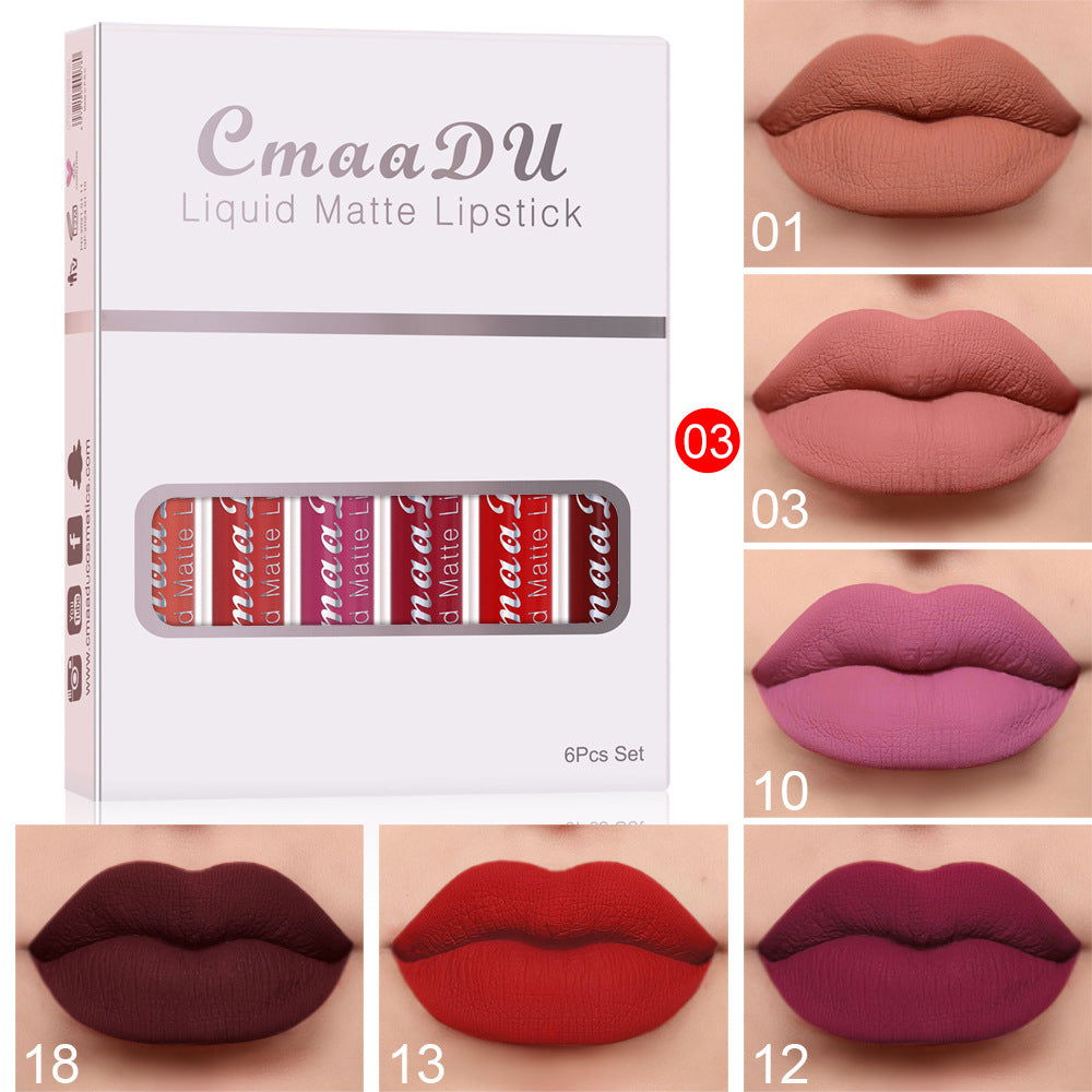 6-Piece Matte Lipstick Set - Long-Lasting Waterproof Lip Gloss Collection