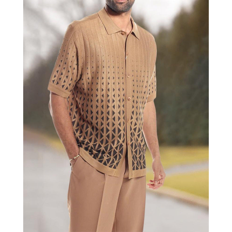 Men's 3D Print Beach-Style Polo Set | Spring & Summer