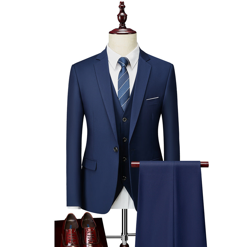 Men's Formal Three-Piece Suit – 20 Colors, Four-Season Navy 205-6XL