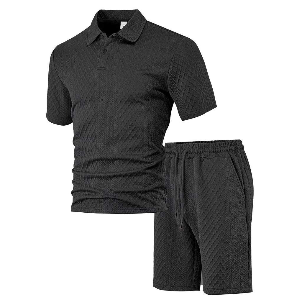 Men's Jacquard Polo Shorts Set
