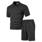 Men's Jacquard Polo & Shorts Set – Textured Luxury Casual | Fredlox Direct