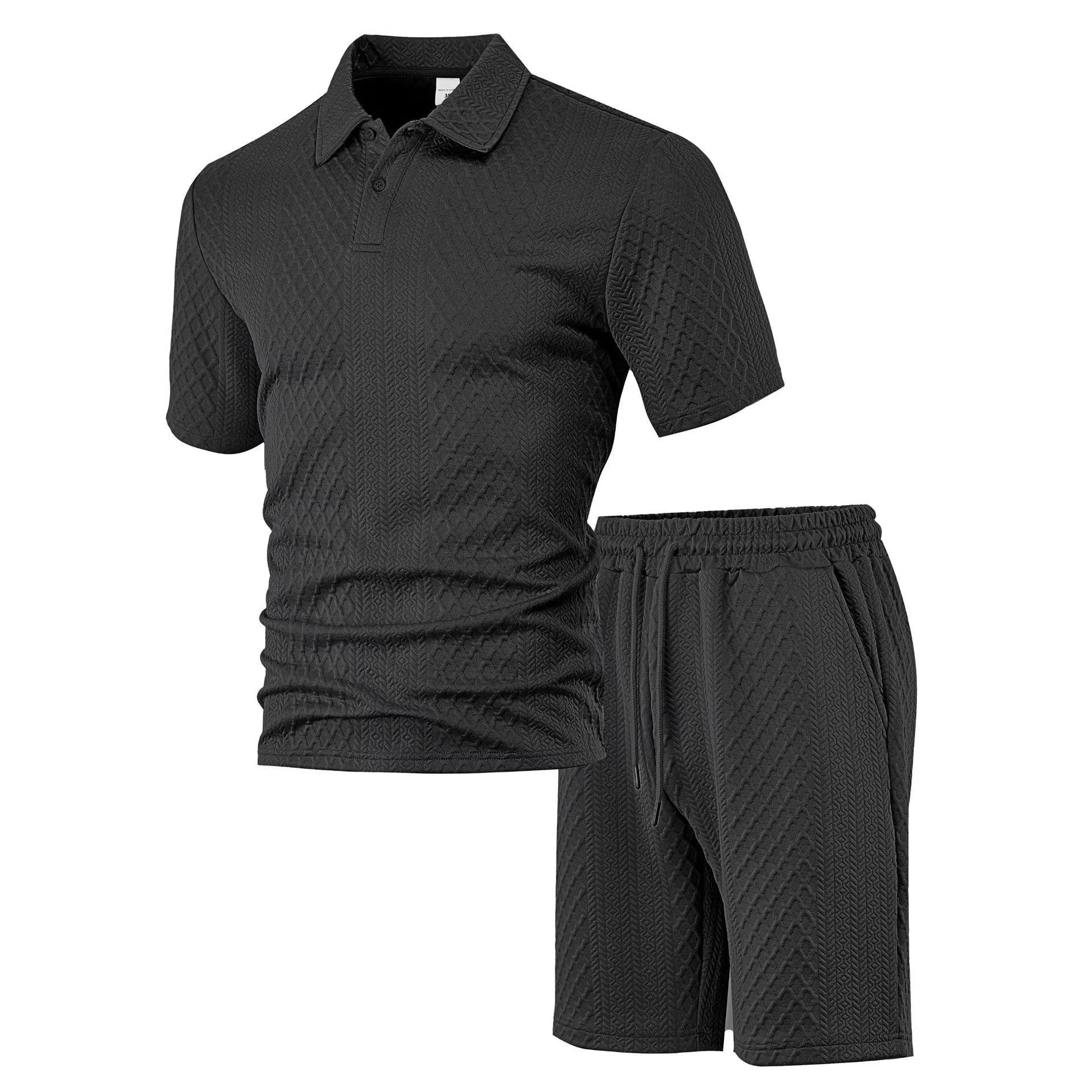 Men's Jacquard Polo Shorts Set