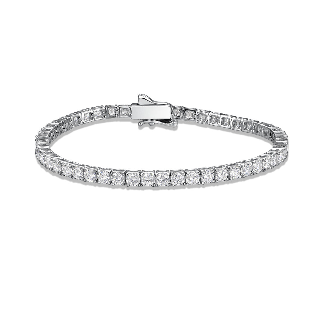 Geometric Moissanite Tennis Bracelet | Brass & White Copper