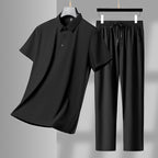 Men's Ice Silk Polo & Trousers Set – Stretch Comfort