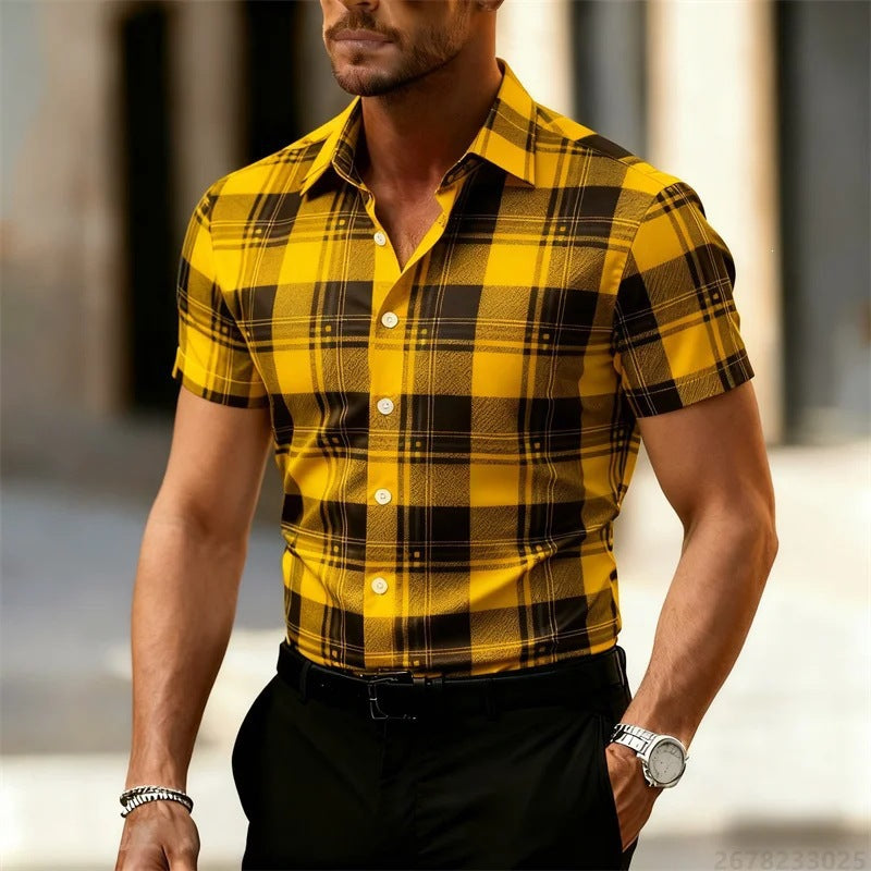 Men's 3D Plaid Print Stretch Shirt | 9 Patterns