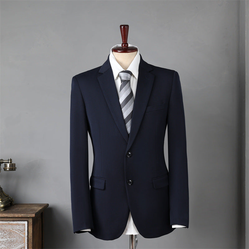 Men's Slim Fit Business Suit Set – Viscose Blend Navy Blue Two-Button Blazer 64 7XL 205 120A