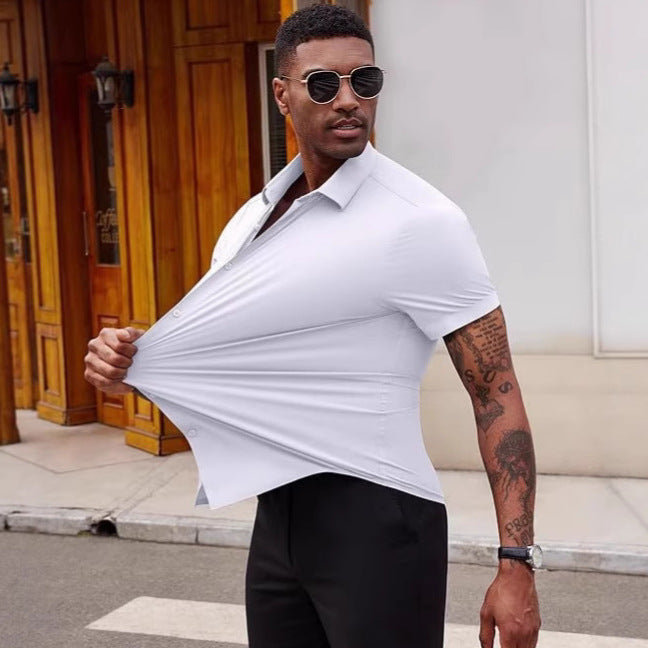 Men's Seamless No-Iron Ice Silk Shirt | UV-Resistant