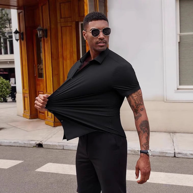 Men's Seamless No-Iron Ice Silk Shirt | UV-Resistant