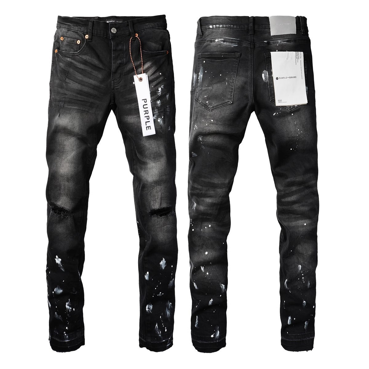 Men's PU Leather Denim Pants | Embroidered Slim Fit SW-K08Q956 XL 32?33