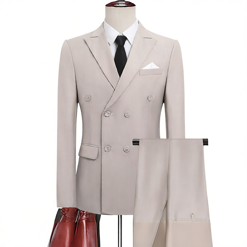 Men's Double-Breasted Slim Fit Suit – Peaked Lapel