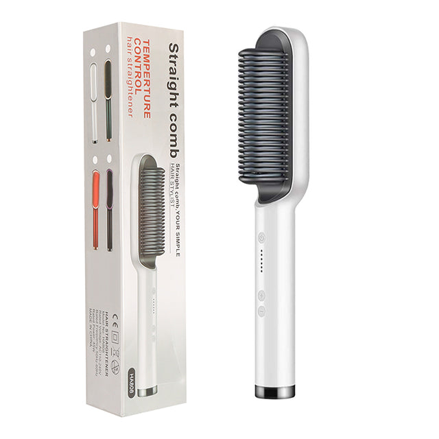 2-in-1 Hair Straightener & Curling Brush - Negative Ion Hot Comb