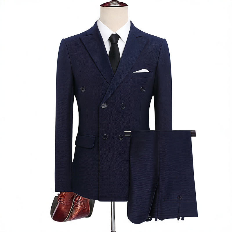 Men's Double-Breasted Slim Fit Suit – Peaked Lapel