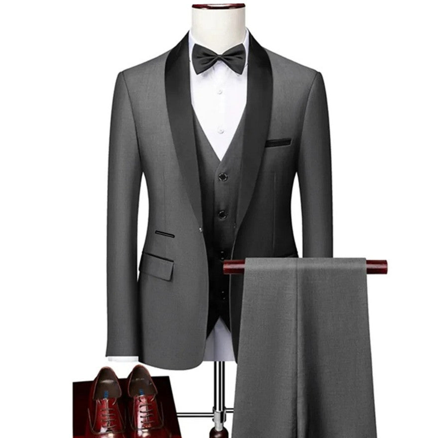 Men's Slim Fit Three-Piece Casual Suit – One-Button, 13 Colors