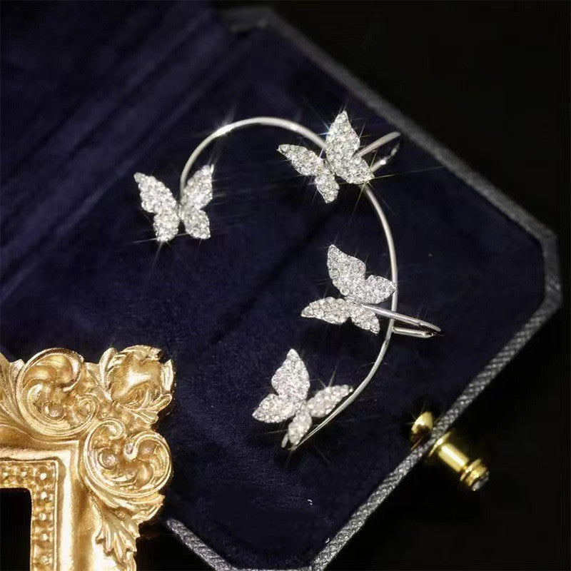 Butterfly Ear Clip & Hook Earring Set - No Piercing Needed