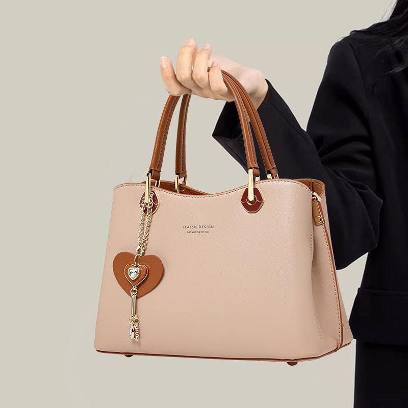 Genuine Leather Crossbody Bag – Milk Tea, Medium