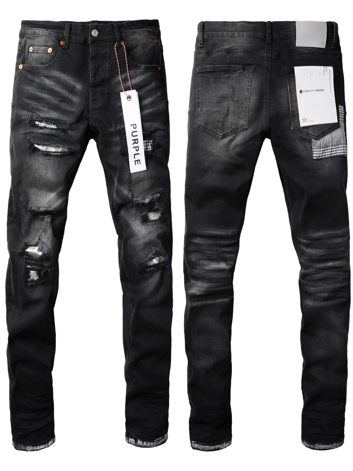Men's PU Leather Denim Pants | Embroidered Slim Fit SW-K02 XL 32?33
