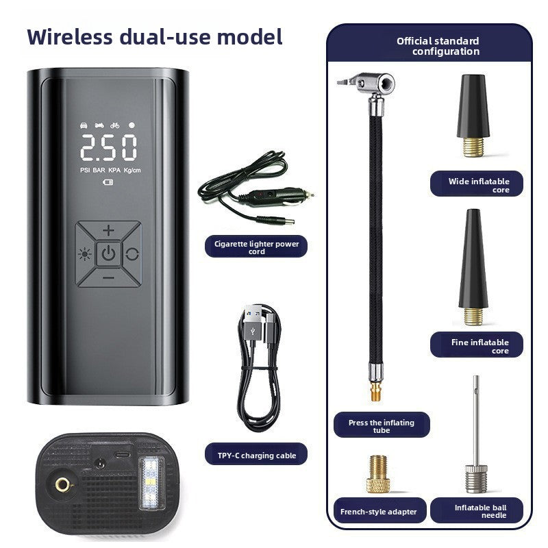 Portable Digital Tire Inflator — 60W, Wireless & 12V Corded, Dual-Use