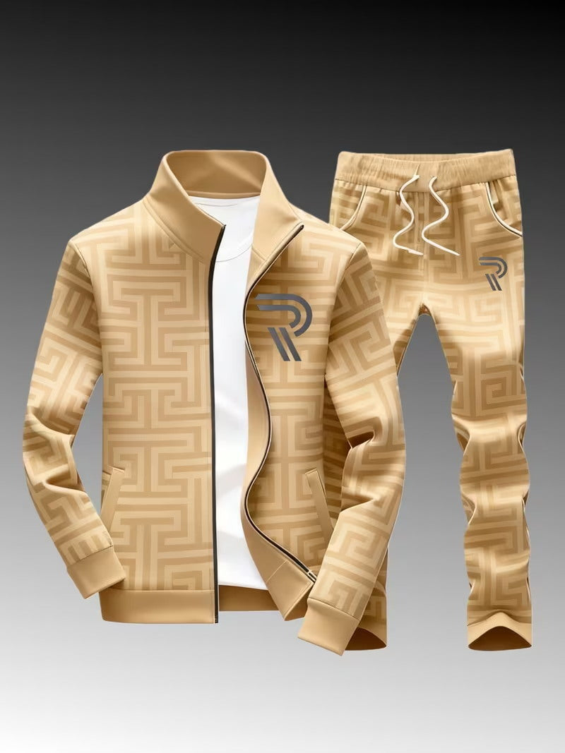 Men's Printed Zipper Jacket and Trousers Set YT6128104404 M