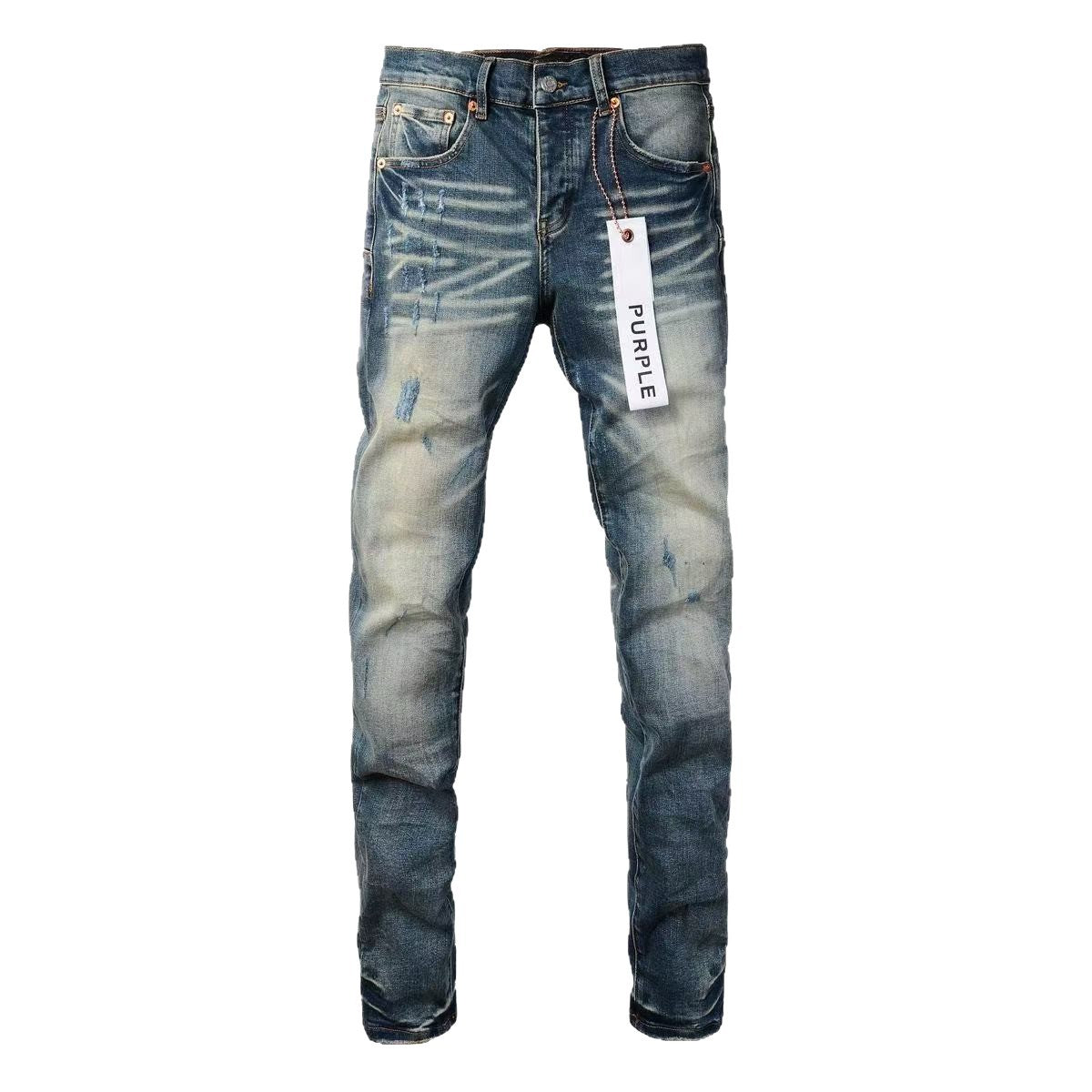 Men's PU Leather Denim Pants | Embroidered Slim Fit