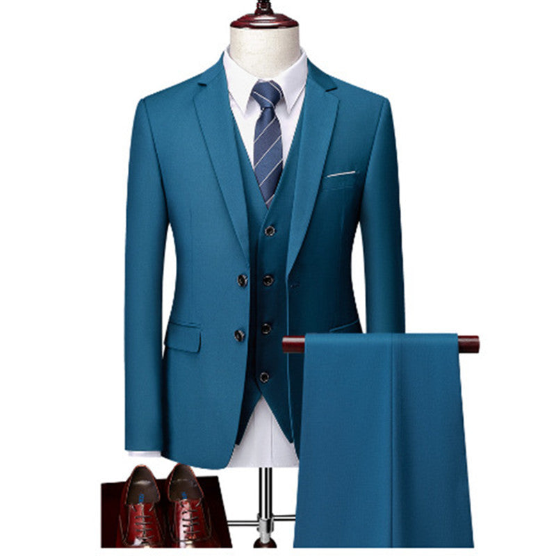 Men's Slim Fit Three-Piece Suit – 13 Colors, Extended Sizes