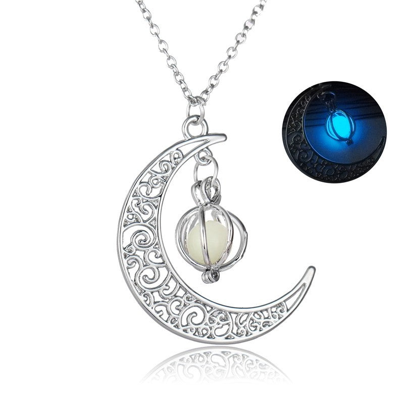 Glowing Moon Stone Necklace - Luminous Healing Crystal Pendant