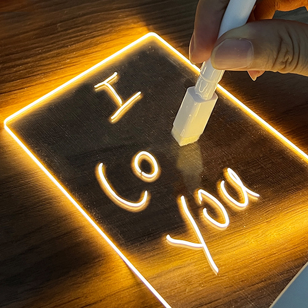 Creative LED Message Board Night Light with Pen - USB Powered Note Board